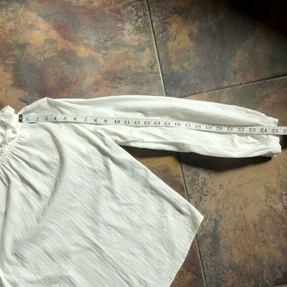 Grifflin Paris Women’s White Cotton Long-sleeved Ruffled Neck Size Small - Picture 5 of 12